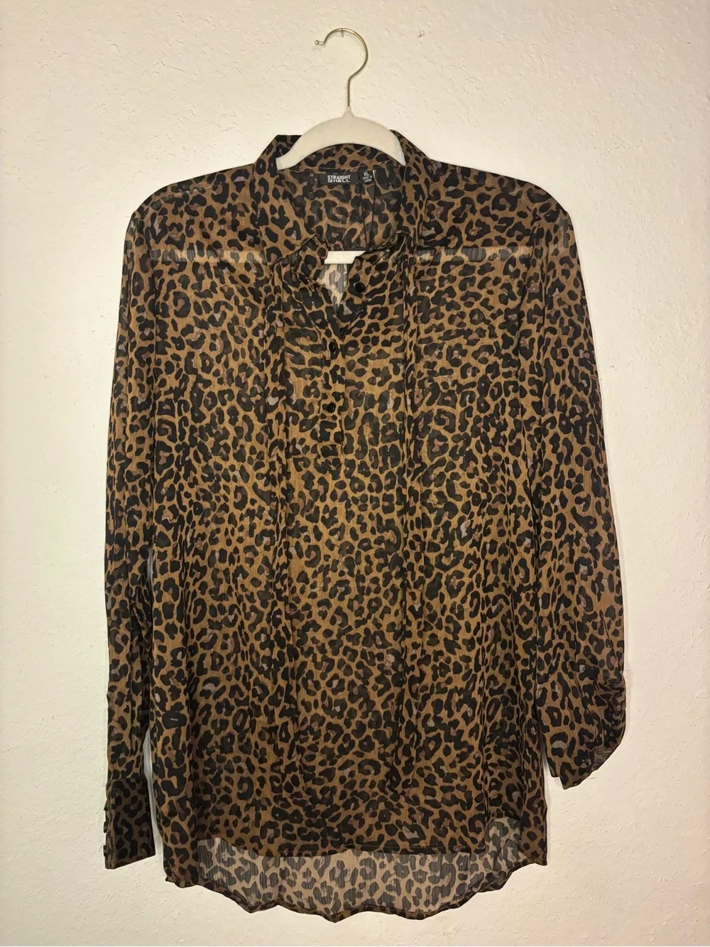 Straight to Hell - Leopard Print Top with Small Bow XL, NWT - Picture 2 of 3